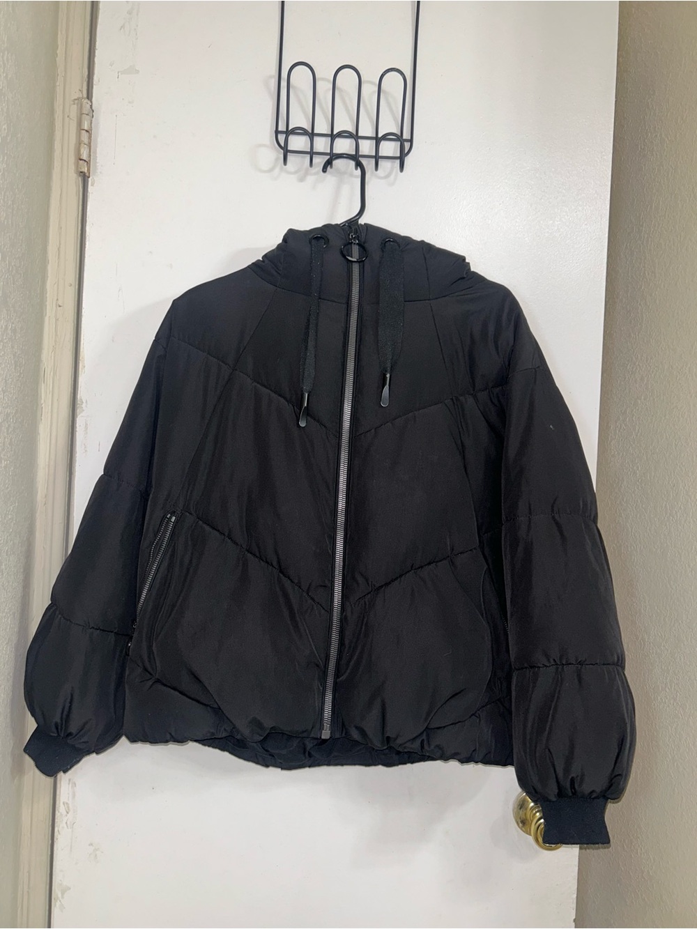 Zara Black Hooded Puffer Jacket
